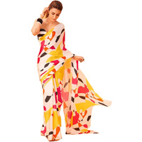 Sidhidata Womens Digital Printed Georgette Saree With Unstitched Blouse Piece (Kriti Sanon White_White_Free Size)