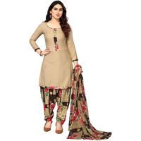 Sidhidata Womens Womens Crepe Printed Patiyala Salwar Suit Dress Material Suit (DM 501 Chiku Red_Chiku & Red_Unstitched)