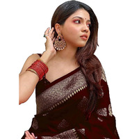 Sidhidata Womens Kanjivaram Soft Silk Saree With Unstitched Blouse Piece (Silk Arrow_Free Size) (Maroon)