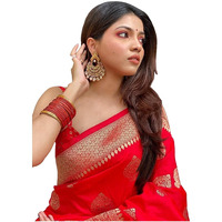 Sidhidata Womens Kanjivaram Soft Silk Saree With Unstitched Blouse Piece (Silk Arrow Red_Red_Free Size)