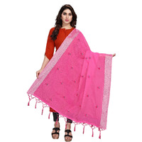 Sidhidata Textile Womens Embroidered Cotton Silk Dupatta With Tassels (Dupatta Rose Pink_Pink_2.20 Mtr)