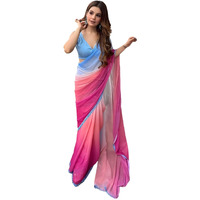 Sidhidata Womens Printed Georgette Saree With Unstitched Blouse Piece (Alia Paddiiiing_Multicolour_Free Size)