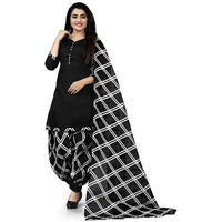 Sidhidata Womens Womens Crepe Printed Patiyala Salwar Suit Dress Material Suit (Dress Material_Unstitched_Black)