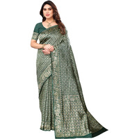 Sidhidata Womens Banarasi Jacquard Silk Saree With Unstitched Blouse Piece (Silk Kasturi Bottle Green_Bottle Green_Free Size)