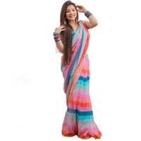 Sidhidata Womens Printed Georgette Sequence Work Saree With Unstitched Blouse Piece (Ashmita Sequence MultiColour_Free Size)