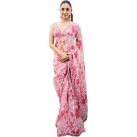 Sidhidata Womens Woven Pure Georgette Saree With Blouse Piece (Kiara Pink_A Pink)