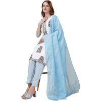 Sidhidata Womens Cotton Blend Printed Straight Kurta Pant Set With Dupatta (KPS Flower Tree Seagreen_L_Seagreen_Large)