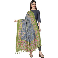 Sidhidata Womens Bandhani Printed Khadi Cotton Silk Dupatta (Dup Bandhej Green_Green_2.25 Mtr)