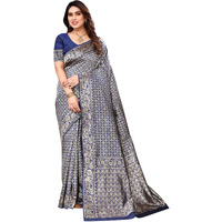 Sidhidata Womens Banarasi Jacquard Silk Saree With Unstitched Blouse Piece (Silk Kasturi Navy_Navy Blue_Free Size)