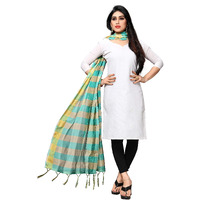Sidhidata Womens Checkered Cotton Dupatta (Dupatta Chokda Firozi_Firozi_2.10 Meters)