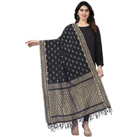 Sidhidata Womens Rasal Net Dupatta With Gold Zari Work (2.25 Mtr) (Black)