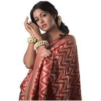 Sidhidata Womens Kanjivaram Jacquard Silk Saree With Unstitched Blouse Piece (Silk Ishita Red_Red_Free Size)