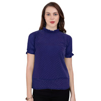Sidhidata Tissue Fabric Premium Casual Top for Womens & Girls (Top Butty Navy Blue_XXL_Navy Blue_XX-Large)