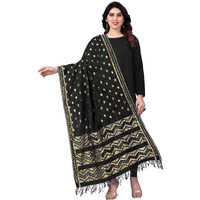 Sidhidata Womens Rasal Net Dupatta With Gold Zari Work (2.25 Mtrr) (Black)