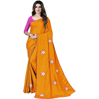 Sidhidata Womens Dola Silk Embroidered Saree With Unstitched Blouse Piece (Gold)