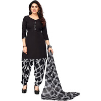 Sidhidata Womens Womens Crepe Printed Patiyala Salwar Suit Dress Material Suit (DM Blackk Chokdaa_Black_Unstitched)