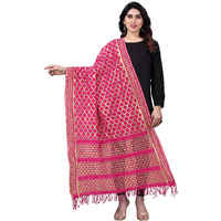Sidhidata Womens Rasal Net Dupatta With Gold Zari Work (2.25 Mtr) (Rani)