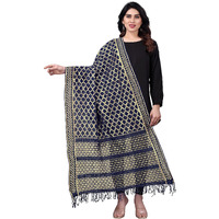 Sidhidata Womens Rasal Net Dupatta With Gold Zari Work (Navy Blue), Free Size