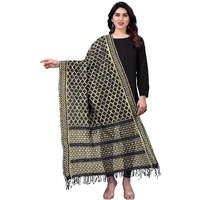 Sidhidata Womens Rasal Net Dupatta With Gold Zari Work (Black)