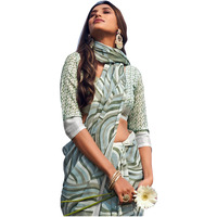 Sidhidata Womens Printed Linen Cotton Saree With Unstitched Blouse Piece (ST Safira Seagreen_Seagreen_Free Size)