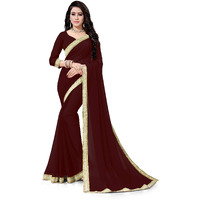 Sidhidata Womens Georgette Lace Boardered Saree With Unstitched Blouse Piece (Diamondd Coffeee_Coffee_Free Size)