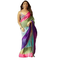 Sidhidata Womens Printed Pure Georgette Saree With Unstitched Blouse Piece (Alia What Jhumkaa_Multicolour_Free Size)