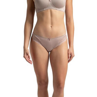 Jockey 1813 Womens Medium Coverage Soft Touch Microfiber Nylon Elastane Stretch Mid Waist Lace Styled Bikini with StayFresh Treatment_Mocha_L