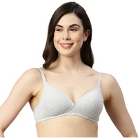 Enamor A039 Perfect Coverage Supima Cotton T-Shirt Bra- Padded Wirefree & Medium Coverage GREYMELANGE