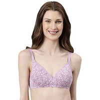 Enamor Womens Cotton Wire Free Casual T-Shirt Padded Non Wired Bra (A039_Lilac Aster_32D)