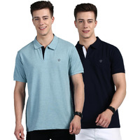 Lux Cozi Pack of 2 Pale Green and Ink Blue Regular fit Half Sleeves Polo Neck T-Shirt for Men |Polo Casual Tshirt for Men | 100% Combed Cotton - Colour Fresh Quick Dry Ultra Soft (Size : XX-Large)