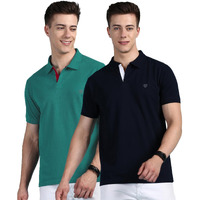Lux Cozi Pack of 2 Coffee and Sea Green Regular fit Half Sleeves Polo Neck T-Shirt for Men |Polo Casual Tshirt for Men | 100% Combed Cotton - Colour Fresh Quick Dry Ultra Soft (Size : XX-Large)