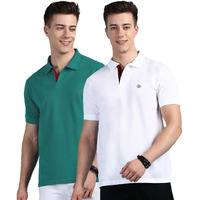 Lux Cozi Pack of 2 White and Sea Green Regular fit Half Sleeves Polo Neck T-Shirt for Men |Polo Casual Tshirt for Men | 100% Combed Cotton - Colour Fresh Quick Dry Ultra Soft (Size : XX-Large)