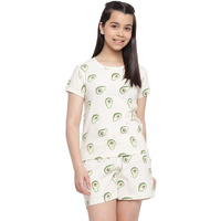 Lil Tomatoes Girls Cotton Night Suits Cream