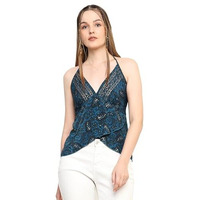 KE Kanha Exports Womens Relaxed Fit Halter Top - Stylish and Comfortable Casual Wear for Women & Girls (Dark Grey Blue)