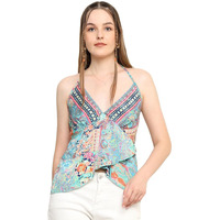 KE Kanha Exports Womens Relaxed Fit Halter Top - Stylish and Comfortable Casual Wear for Women & Girls (Mint Tulip)