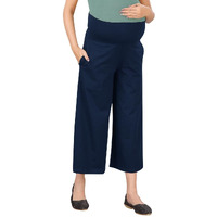 Easy Feed Womens Relaxed Fit Cotton Maternity Palazzo (PL-TOMATO-L_Indigo Blue_L)