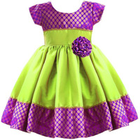 Stanwells Kids Baby Girls Frocks Knee Length Birthday Ruffle Pattern Cap Sleeve Traditional Embroidery Western Frock Princess Birthday Dress for Girls (Pista Green 3-6 Months)