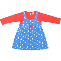 Clothe Funn New Born Knee Length Baby Girl Dress (Red/Royal 0-3 Months)
