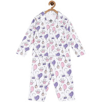 The Mom Store Baby Pajama Set | 100% Cotton | Nightwear | Sleepwear for Newborn and for Infant | Soft | Comfortable | Princess Party | for Boys and Girls| 0-6 Months | White |