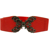 AyA Fashion Womens PU Leather &Elastic Waist Broad Belt (BT0195_Red)
