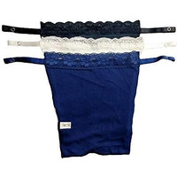 Finesse Miracle Cami Womens Cotton Clip On Mock Lace Casual Style Camisole Deep Neck Cover Miracle Cami. Set Of 3. Black White & Navy Blue Free Size
