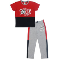 Clothe Funn Boys Co-Ordinate Set Red & Ecru Mel 7-8 Years
