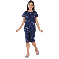 Clothe Funn Girls Co-Ordinate Set Girls Nightwear Set (11-12 Years Navy Heart AOP)
