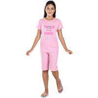 Clothe Funn Girls Co-Ordinate Set Girls Nightwear Set (3-4 Years Pink AOP)