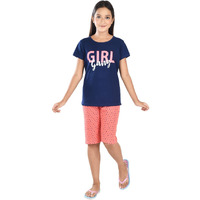 Clothe Funn Girls Co-Ordinate Set Girls Nightwear Set (3-4 Years NavyCoral)