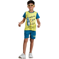 Clothe Funn Boys Co-Ordinate Set T-Shirt & Short Set Lemon & Teal 7-8 Years