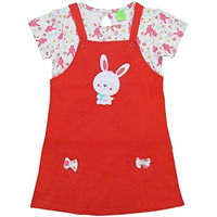 Clothe Funn New Born Knee Length Baby Girl Dress (PeachRed 9-12 Months)