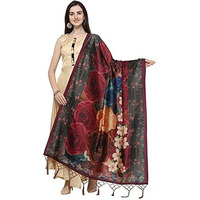 KAHIRAA WHOLETEX Womens Silk Multicoloured Digital Print Free Size Silk Dupatta
