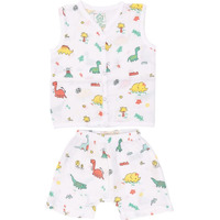 A toddler thing - Organic Cotton Muslin Jabla & Shorts | White Jhabla | for Boys & Girls | Comfy Jabala | Sleeveless Vest | Baby Products | Casual Clothing | Shade: Stoneage | Size - 18-24 Months