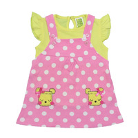 Clothe Funn Baby-Girls Cotton Pinafore Knee-Length Dress (NBFRK413PY36_Pink Yellow